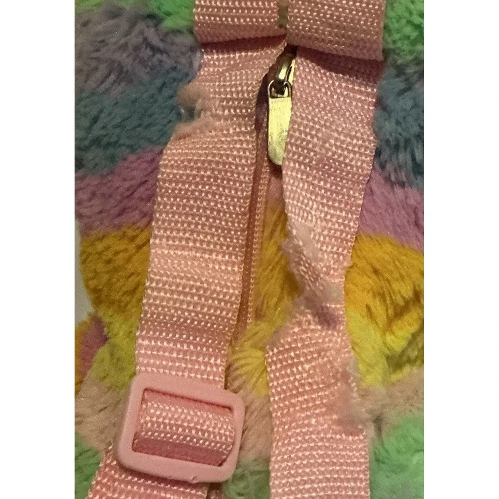 Rainbow Teddy‎ Bear Plush Backpack Toddler Kids Pink Straps Carried Away